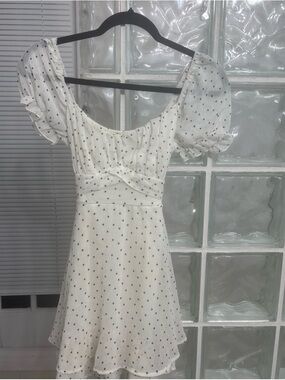 White Mini Dress with Black Polka Dots